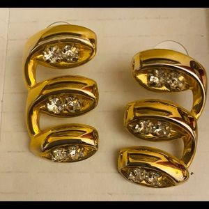 🔥Quality gold ribbon style earrings with crystal insets